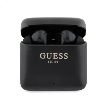 Guess Printed Logo True Wireless Stereo Bluetooth-hörlurar med laddningsfodral (svart)