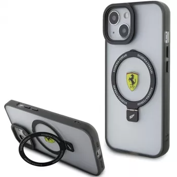 Ferrari FEHMP15SUSCAK iPhone 15 / 14 / 13 6,1 inch svart hårt skal ringstativ 2023 Collection MagSafe