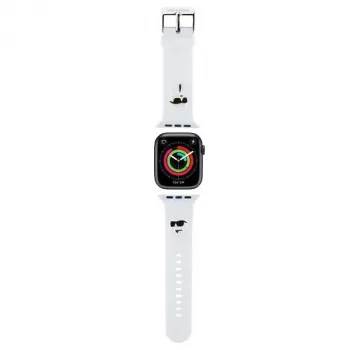 Karl Lagerfeld KLAWMSLKCNH Apple Watch 38/40/41 mm vitt armband 3D Rubber Karl & Choupette Heads
