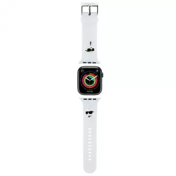 Karl Lagerfeld 3D Rubber Karl & Choupette Heads NFT Apple Watch-armband 42/44/45/49 mm vitt