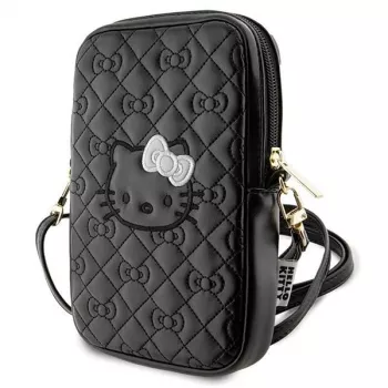 Hello Kitty Quilted Bows armband - crossbody mobilväska (svart)