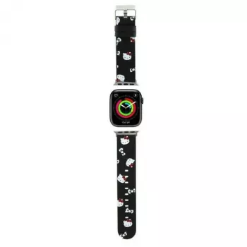 Hello Kitty HKAWMPSAPSK Apple Watch-armband 38/40/41 mm svart silikon Heads & Bows-mönster