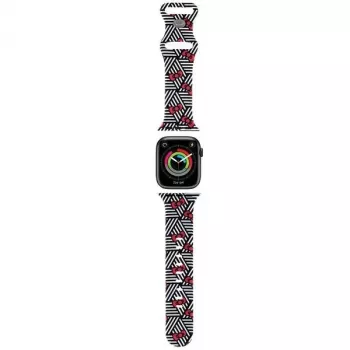 Hello Kitty HKAWMSDIEZK silikonarmband för Apple Watch 38/40/41 mm svart med rosetter och ränder