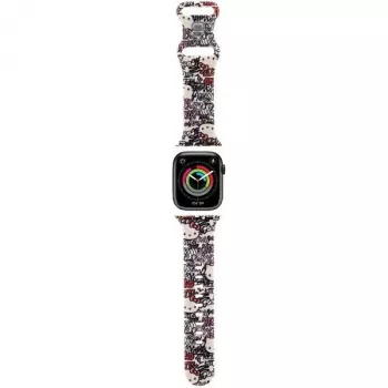 Hello Kitty HKAWMSDGPTE Apple Watch-armband 38/40/41 mm beige silikon Graffiti Tags