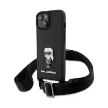 Karl Lagerfeld Saffiano skal Metal Ikonik för iPhone 15 svart