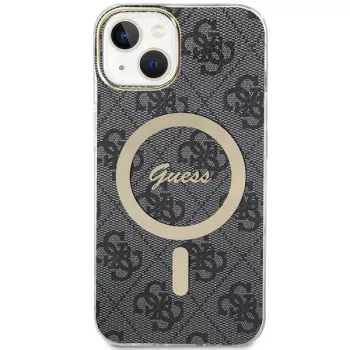 Guess GUHMP15MH4STK Hardcase for iPhone 15 Plus/14 Plus 6.7 inch Black MagSafe 4G