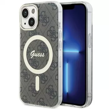 Guess GUHMP15MH4STW Hardcase IML MagSafe for iPhone 15 Plus / 14 Plus 6.7 inch Brown