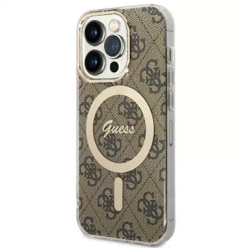 Guess GUHMP15LH4STW hårdskal för Apple iPhone 15 Pro 6,1 inch brunt IML 4G MagSafe