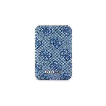Guess Trådlös powerbank 5000mAh blå 4G läder Metal Logo MagSafe 15W