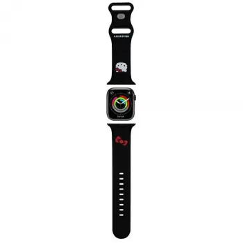 Hello Kitty HKAWLSCHBLK Silikonarmband för Apple Watch 42/44/45/49mm svart
