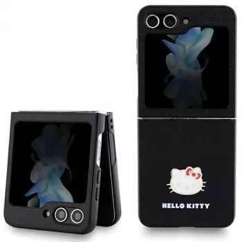 Hello Kitty HKHCZF5PGHDLMK Z Flip5 F731 svart Hardcase Metal Logo Kitty Head