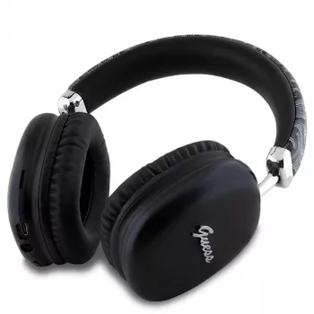 Guess Gcube Metallic Script Logo on-ear Bluetooth-hörlurar svart