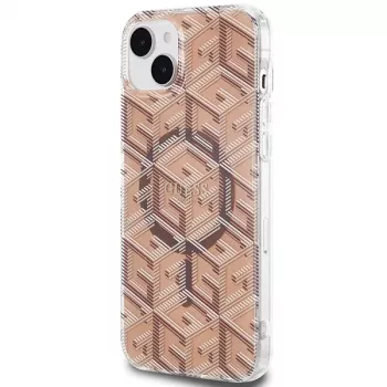 Guess GUHMP15MHGCUSTGW GCube Hardcase for iPhone 15 Plus / 14 Plus 6.7 inch Brown IML MagSafe
