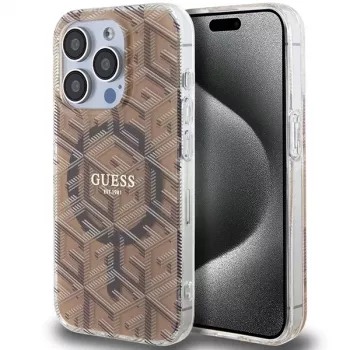 Guess G-Cube Hardcase for iPhone 15 Pro 6.1 inch Brown IML MagSafe