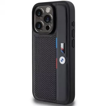 BMW Perforated Tricolor Line hårt skal för Apple iPhone 15 Pro 6,1 svart
