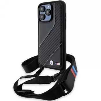 BMW BMHCP15X23PSCCK iPhone 15 Pro Max 6,7 inch svart hårt skal M Edition Carbon Stripe & Strap