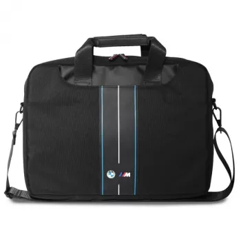 BMW laptopväska 16 inch svart nylon blå rand