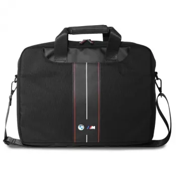 BMW laptopväska 16 inch svart nylon röd rand