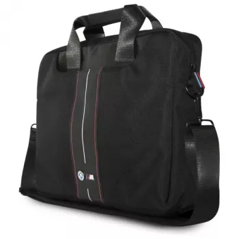 BMW laptopväska 16 inch svart nylon röd rand