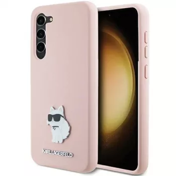 Karl Lagerfeld KLHCS23MSMHCNPP silikonskal för Samsung Galaxy S23+ med Choupette metallpin – rosa