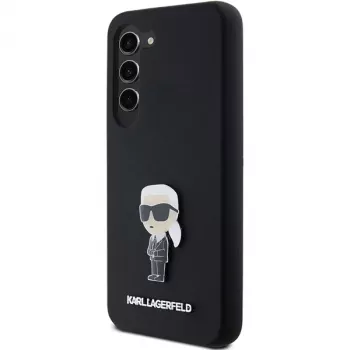 Karl Lagerfeld Ikonik metallpin silikonskal för Samsung Galaxy S23 – svart