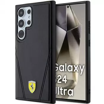 Ferrari FEHMS24LP3BAK hårt skal för Samsung Galaxy S24 Ultra, svart, Hot Stamp V-linjer, MagSafe