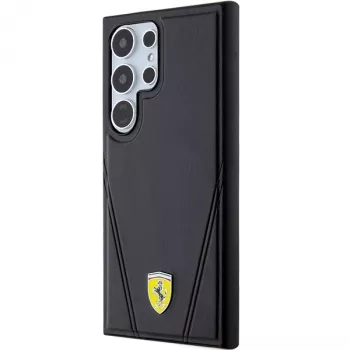Ferrari FEHMS24LP3BAK hårt skal för Samsung Galaxy S24 Ultra, svart, Hot Stamp V-linjer, MagSafe