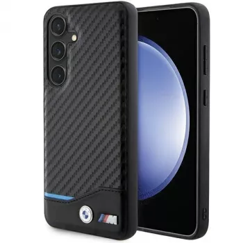 BMW M Collection äkta läder kolfiber hårt bakskal för Samsung Galaxy S24 – svart