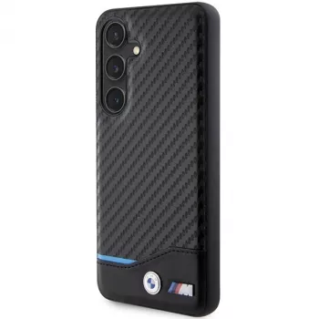 BMW M Collection äkta läder kolfiber hårt bakskal för Samsung Galaxy S24 – svart