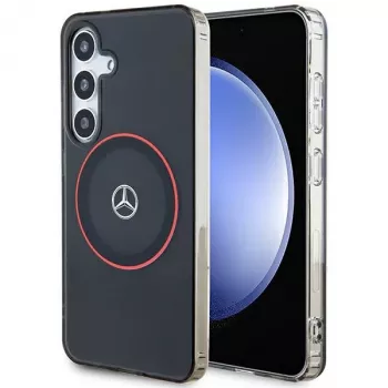 Mercedes-Benz S24 hårt skal Double Layer med röd MagSafe för Samsung Galaxy S24 – svart