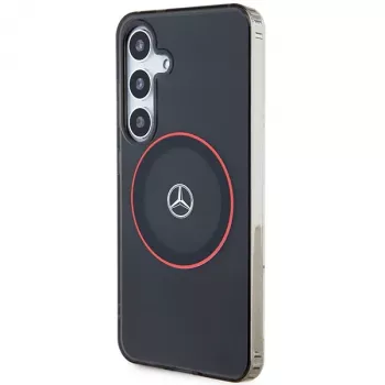 Mercedes-Benz S24 hårt skal Double Layer med röd MagSafe för Samsung Galaxy S24 – svart