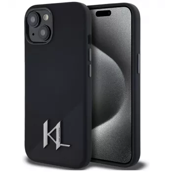 KARL LAGERFELD silikon Shadow Metal Initial MagSafe-skal för iPhone 15 svart
