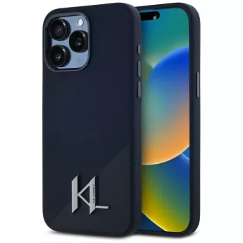 KARL LAGERFELD silikon Shadow Metal Initial MagSafe-skal för iPhone 15 Pro, svart