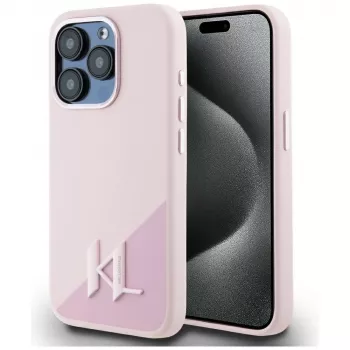 KARL LAGERFELD silikon Shadow Metal Initial MagSafe-skal för iPhone 15 Pro Max, rosa