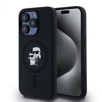 Karl Lagerfeld KLHMP15LSCMKCRHK iPhone 15 Pro 6,1 svart hårt silikonskal Karl & Choupette MagSafe