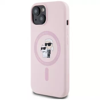 Karl Lagerfeld silikon Karl & Choupette MagSafe-skal för iPhone 15 Plus rosa