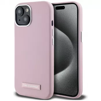KARL LAGERFELD FW Metal Plate MagSafe-skal för Apple iPhone 15, rosa