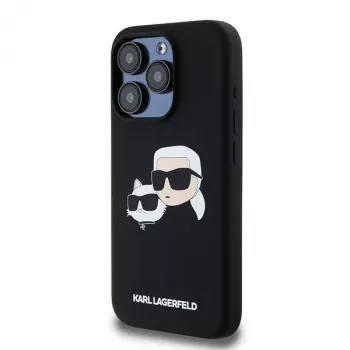 Karl Lagerfeld KLHMP15LSKCHPPLK iPhone 15 Pro 6,1 inch svart hårt silikonskal Karl & Choupette MagSafe