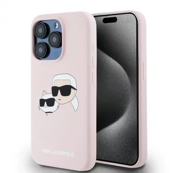 Karl Lagerfeld KLHMP15LSKCHPPLP iPhone 15 Pro 6,1 inch rosa hårt silikonskal Karl & Choupette MagSafe