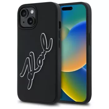 Karl Lagerfeld KLHCP15S3DRKSDLK iPhone 15 6,1 inch svart hårt skal 3D Rubber Signature