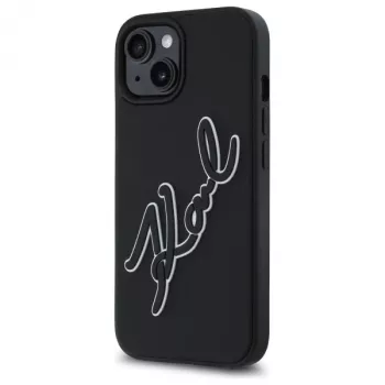 Karl Lagerfeld KLHCP15S3DRKSDLK iPhone 15 6,1 inch svart hårt skal 3D Rubber Signature
