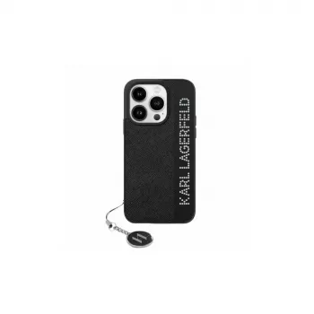 Karl Lagerfeld KLHCP15LPSAKDGCK iPhone 15 Pro 6,1 inch svart hårt skal Saffiano Rhinestones & Charm