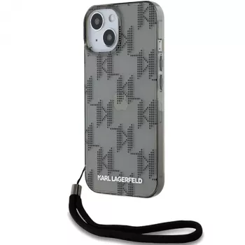 Karl Lagerfeld KLHCP15SHKDPNSK iPhone 15 / 14 / 13 6,1 inch svart hårt skal IML Mono KL Pattern & Cord