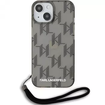 Karl Lagerfeld KLHCP15SHKDPNSK iPhone 15 / 14 / 13 6,1 inch svart hårt skal IML Mono KL Pattern & Cord