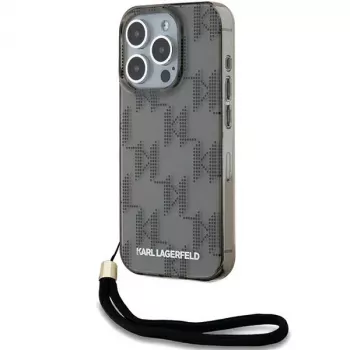 Karl Lagerfeld KLHCP15LHKDPNSK hårt skal för iPhone 15 Pro 6,1 inch, svart, IML Mono KL Pattern & snodd