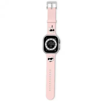 Karl Lagerfeld 3D Rubber Karl & Choupette Heads armband för Apple Watch 42/44/45/49 mm rosa