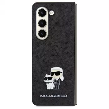 Karl Lagerfeld KLHCSA35SAKCNPK A35 A356 svart hårt skal Saffiano Karl & Choupette Pin för Samsung Galaxy A35 5G