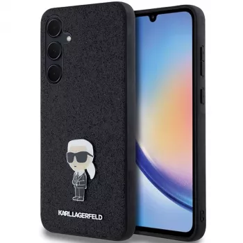 Karl Lagerfeld KLHCSA35GKNPSK A35 A356 svart hårt skal Fixed Glitter Ikonik Logo Metal Pin för Samsung Galaxy A35 5G