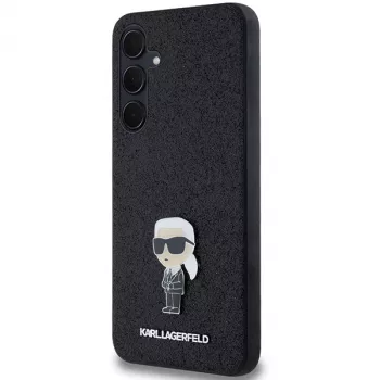 Karl Lagerfeld KLHCSA35GKNPSK A35 A356 svart hårt skal Fixed Glitter Ikonik Logo Metal Pin för Samsung Galaxy A35 5G