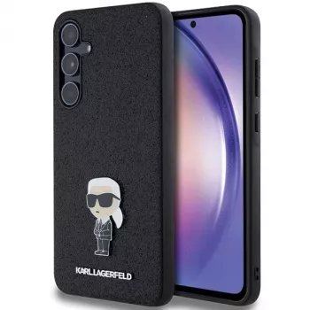 KARL LAGERFELD Ikonik hårt skal för Samsung Galaxy A55 5G – svart glitter med metallpin